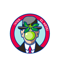 Viva el Arte Colorful graphic of man in hat with green apple